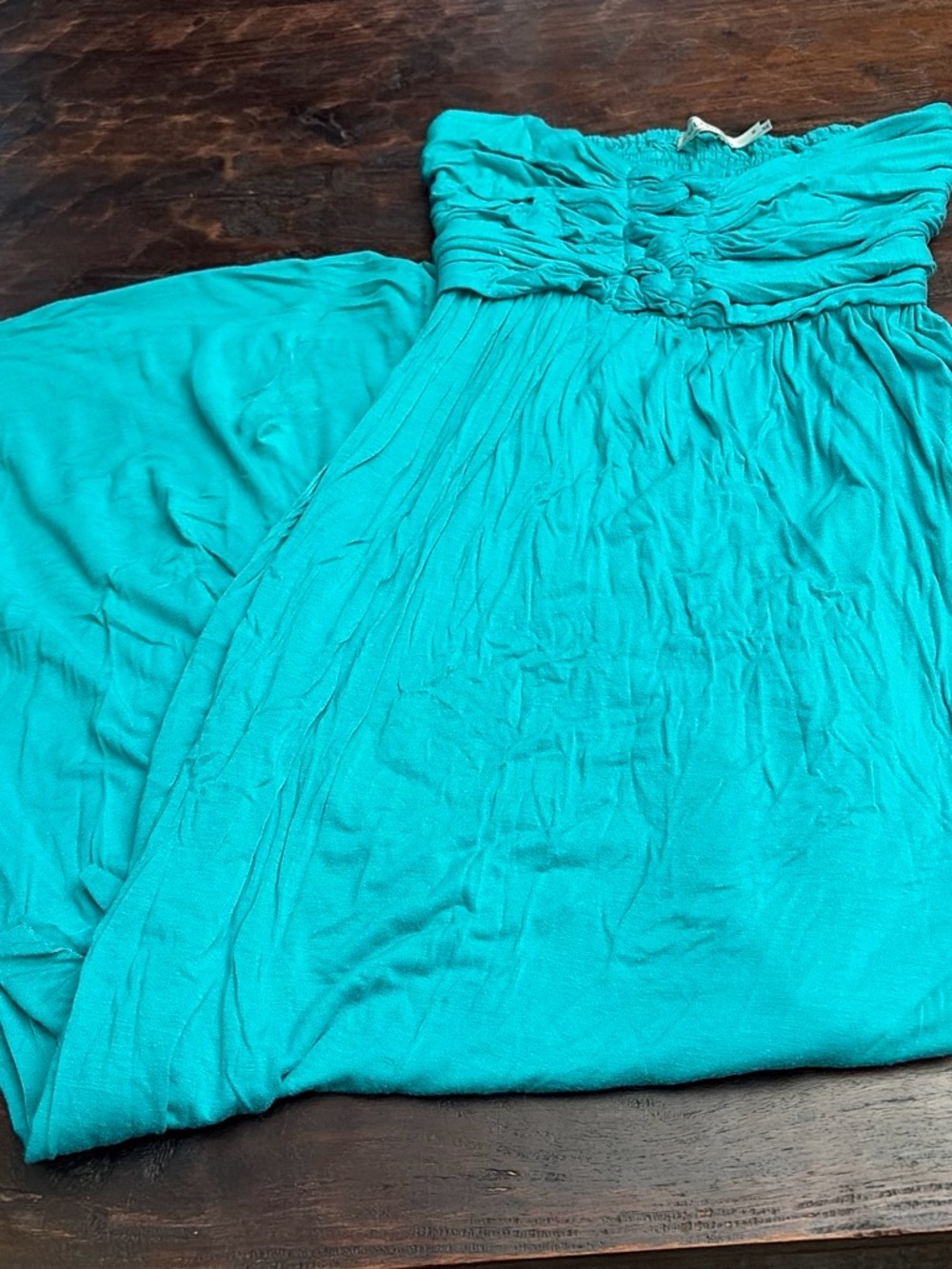 Body Central Strapless Teal Maxi Dress